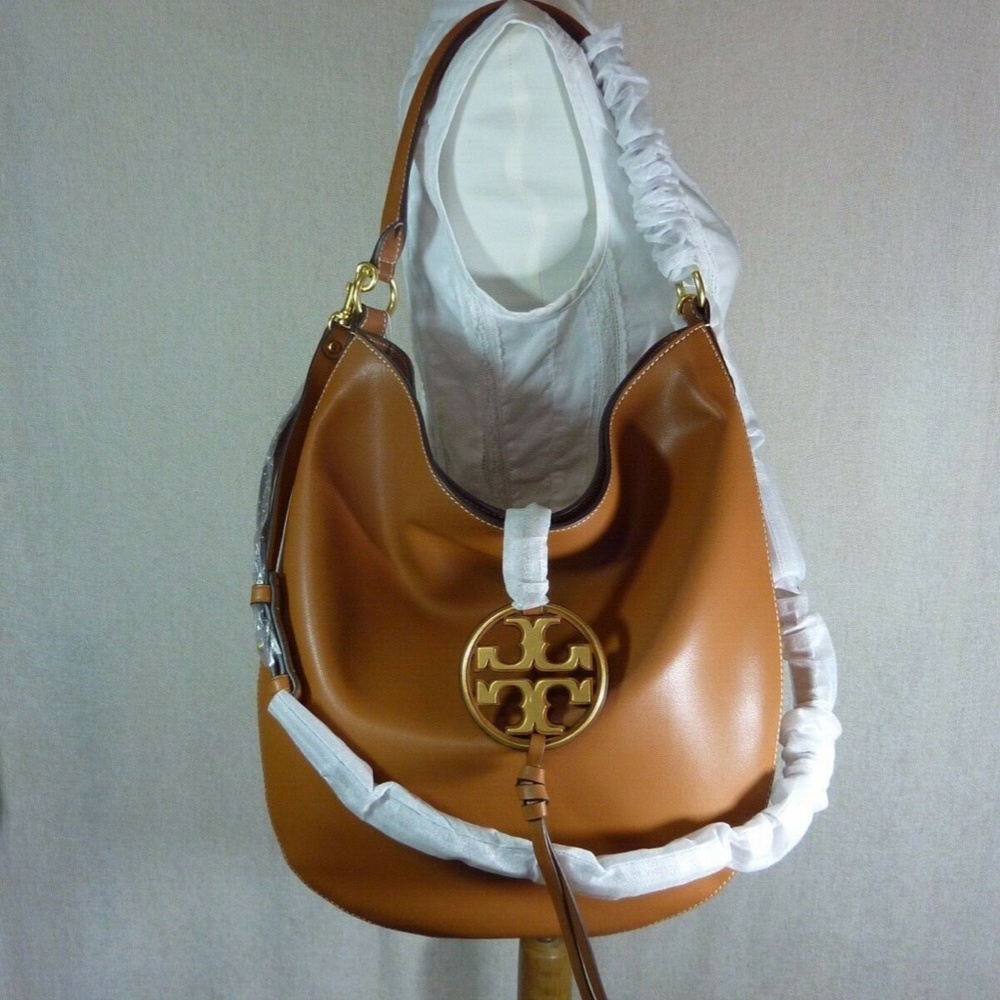 Tory Burch Miller Aged Camello Tan Leather Large Hobo Bag